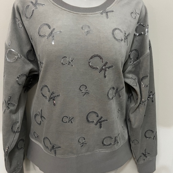 Calvin Klein Light Gray Sweatshirt with Logo Detail - Picture 1 of 4